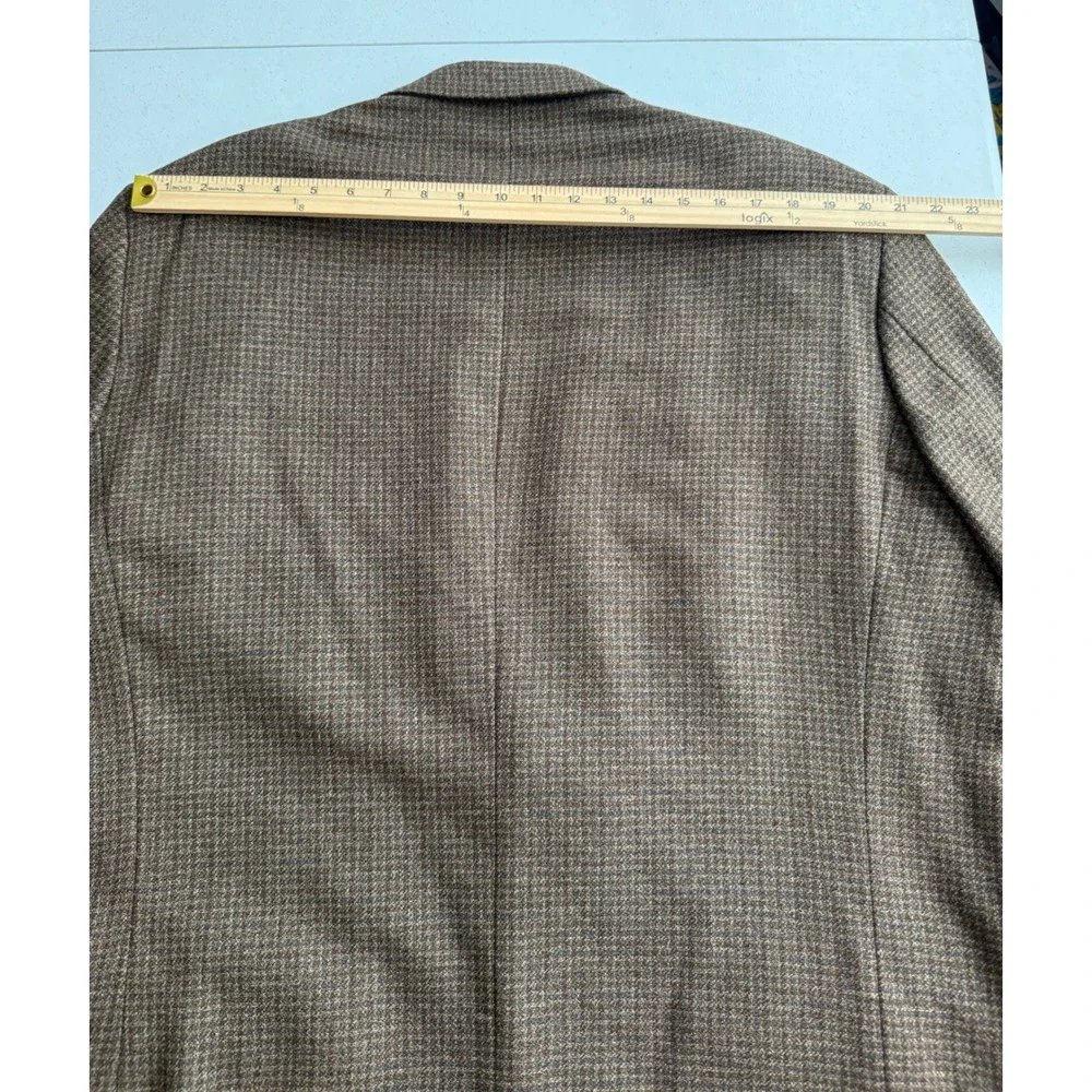 Pronto Uomo Mens 50L Silk Wool Blazer Jacket Brown Houndstooth Made in Italy